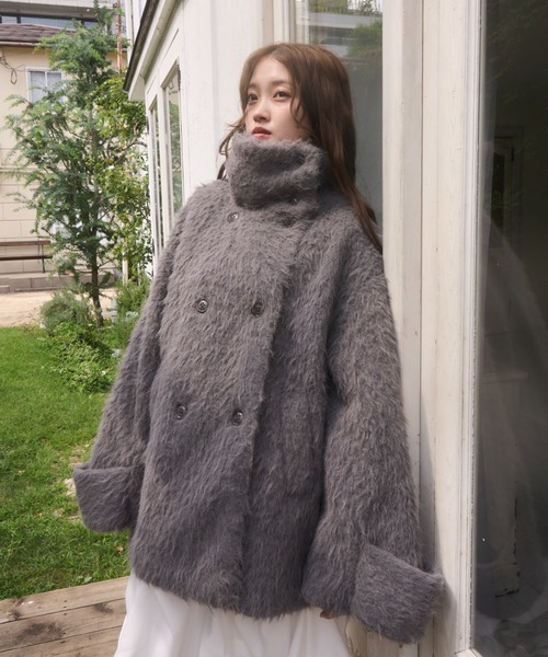 3wayスタンドカラーシャギーコート（チェスターコート）｜mellowneon