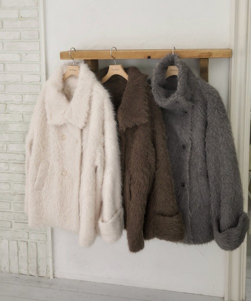 3wayスタンドカラーシャギーコート（チェスターコート）｜mellowneon