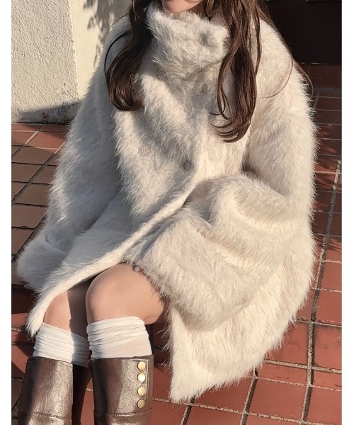 3wayスタンドカラーシャギーコート