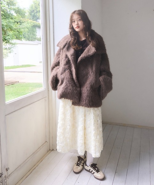 mellowneon（メロウネオン）の「3wayスタンドカラーシャギーコート