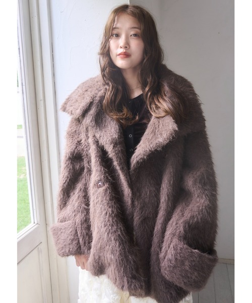 mellowneon（メロウネオン）の「3wayスタンドカラーシャギーコート