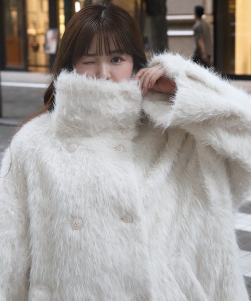 3wayスタンドカラーシャギーコート（チェスターコート）｜mellowneon