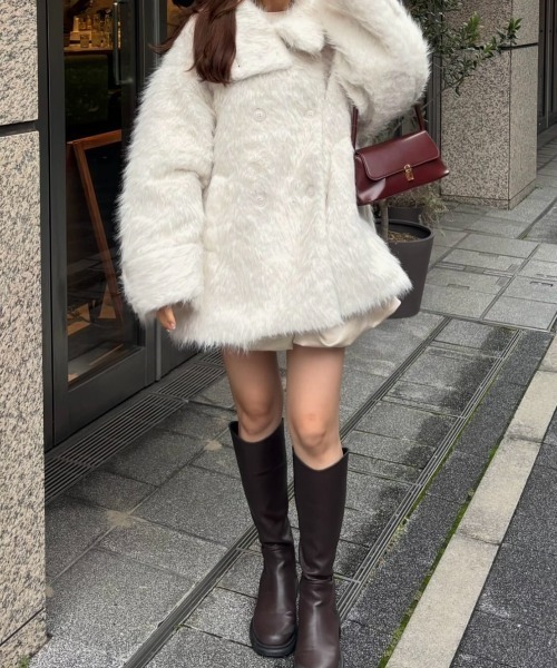 3wayスタンドカラーシャギーコート（チェスターコート）｜mellowneon