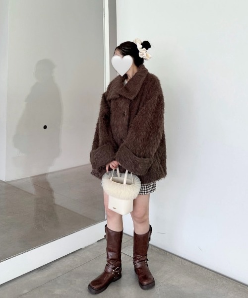 3wayスタンドカラーシャギーコート（チェスターコート）｜mellowneon