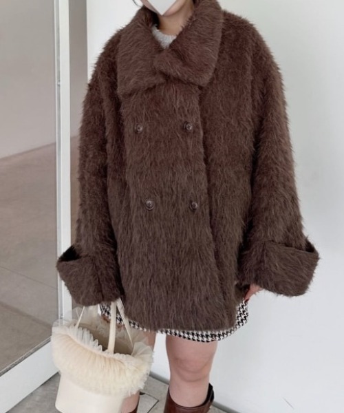 mellowneon 3WAYスタンドカラーシャギーコート 3wayスタンドカラーシャギーコート（チェスターコート）｜mellowneon