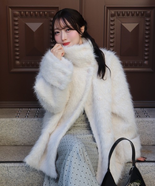 3wayスタンドカラーシャギーコート（チェスターコート）｜mellowneon