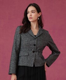 美品 アナイanayi 38 ツイード ジャケット M セットアップ対応商品】コズミックツイードクルー ジャケット