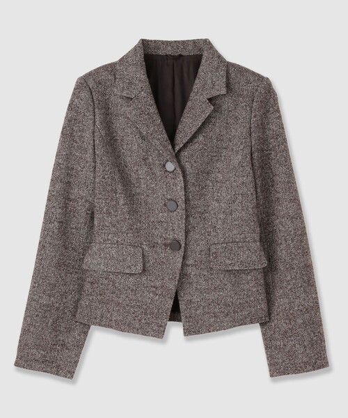 セットアップ対応商品】ウールシルクツイードペプラムジャケット