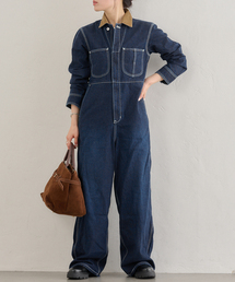 美品▲ebure エブール //オールインワン▲ジャンプスーツ ネイビー　濃紺 ジャンプスーツ」に該当するブルー・ネイビー/青色系の