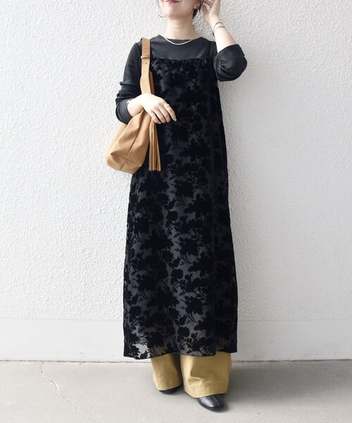 SHIPS any:〈手洗い可能〉フラワー オパール ロング キャミワンピース
