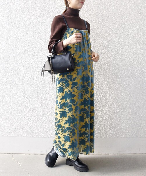 SHIPS any:〈手洗い可能〉フラワー オパール ロング キャミワンピース