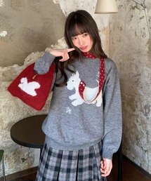 25aw ドット柄マフラー/スコティッシュテリア柄ニットプルオーバー