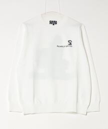 【美品】パーリーゲイツ　刺繍ロゴナイロン切替ニットセーター　オフホワイト　S PEARLY GATES ゴルフ メンズセーター、トレーナー｜メンズウエア