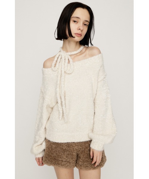 SLY(スライ)の「2WAY SHOULDER KNIT TOPS 2ウェイショルダー ニット トップス 秋服 冬服(ニット/セーター・レディース・アイボリー/ブラック/バーガンディー/杢グレー/シルバー・FREE)」の7枚目の写真