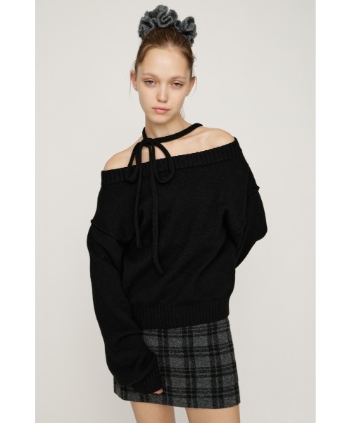 SLY(スライ)の「2WAY SHOULDER KNIT TOPS 2ウェイショルダー ニット トップス 秋服 冬服(ニット/セーター・レディース・アイボリー/ブラック/バーガンディー/杢グレー/シルバー・FREE)」の12枚目の写真