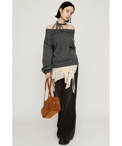 SLY(スライ)の「2WAY SHOULDER KNIT TOPS 2ウェイショルダー ニット トップス 秋服 冬服(ニット/セーター・レディース・アイボリー/ブラック/バーガンディー/杢グレー/シルバー・FREE)」の15枚目の写真