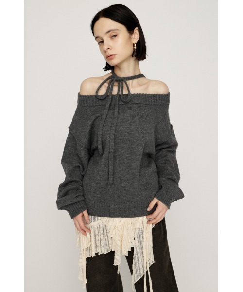 SLY(スライ)の「2WAY SHOULDER KNIT TOPS 2ウェイショルダー ニット トップス 秋服 冬服(ニット/セーター・レディース・アイボリー/ブラック/バーガンディー/杢グレー/シルバー・FREE)」の14枚目の写真