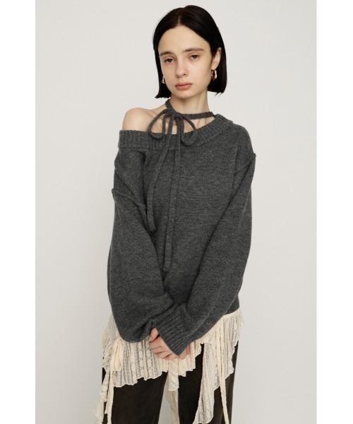 SLY(スライ)の「2WAY SHOULDER KNIT TOPS 2ウェイショルダー ニット トップス 秋服 冬服(ニット/セーター・レディース・アイボリー/ブラック/バーガンディー/杢グレー/シルバー・FREE)」の16枚目の写真