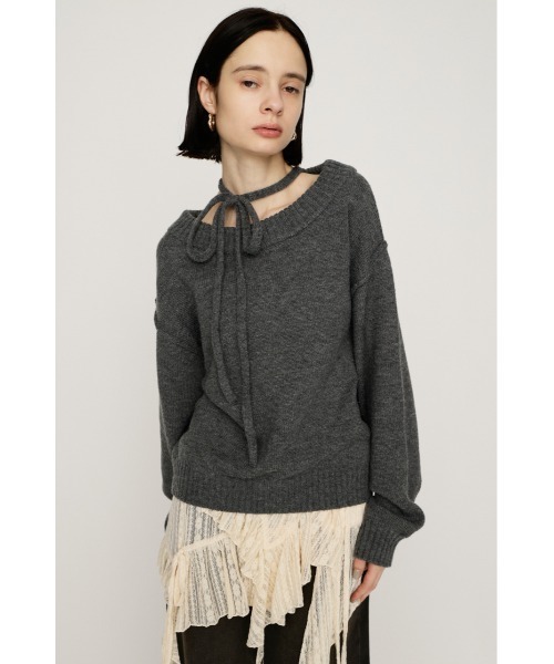 SLY(スライ)の「2WAY SHOULDER KNIT TOPS 2ウェイショルダー ニット トップス 秋服 冬服(ニット/セーター・レディース・アイボリー/ブラック/バーガンディー/杢グレー/シルバー・FREE)」の17枚目の写真