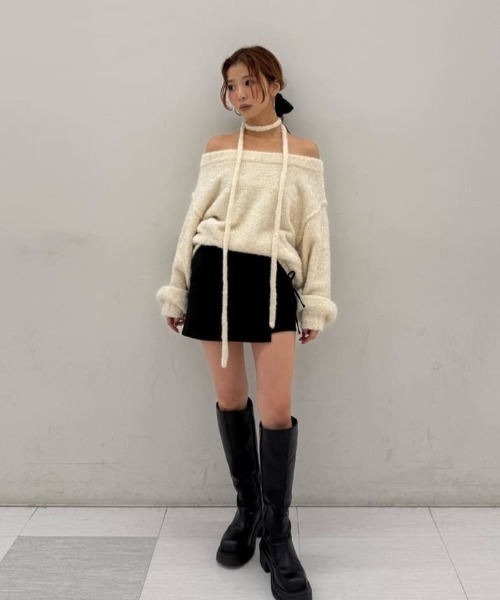 セール】2WAY SHOULDER KNIT TOPS 2ウェイショルダー ニット トップス