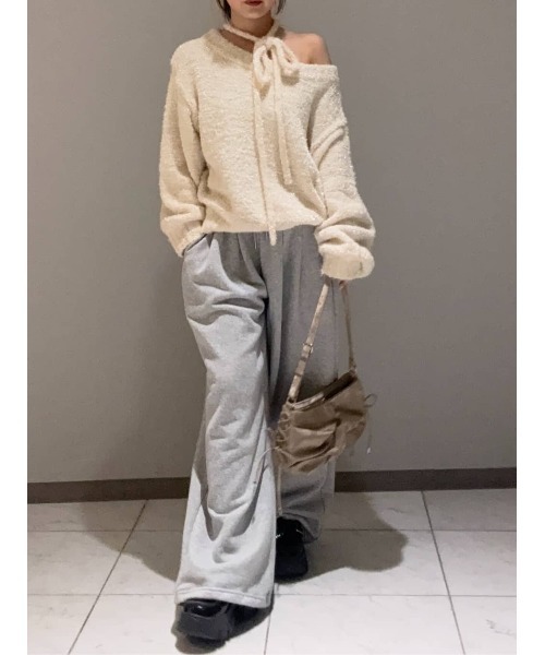 セール】2WAY SHOULDER KNIT TOPS 2ウェイショルダー ニット トップス