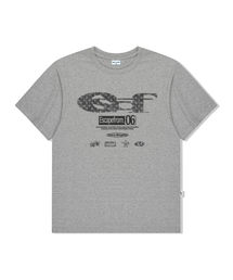 ビョルデニムプリントオーバーサイズ半袖Tシャツグレー