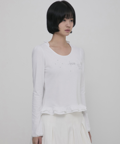 FLAREUP(フレアアップ)の「Muta Frill Puff T-Shirt (FL-189_White)(Tシャツ/カットソー・レディース・ホワイト・1/2)」の2枚目の写真