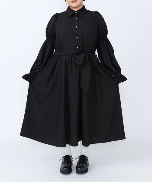 PUNYUS（プニュズ）の「マムルークスリーブワンピース（ワンピース・レディース・サックスブルー/ブラック/ベージュ・1/2/3/4）」の12枚目の写真