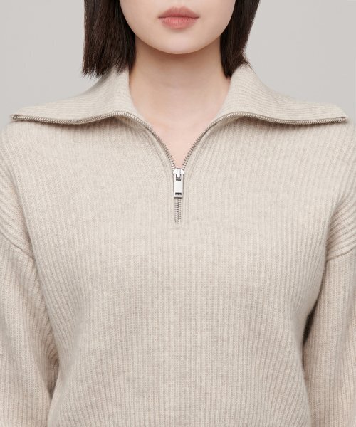 MUSINSA STANDARD WOMAN（ムシンサスタンダードウーマン）の「ウィメンズラムウールリブニットハーフジップ[オートミール]（ニット/セーター・レディース・その他・SMALL/MEDIUM/LARGE/X-SMALL）」の3枚目の写真