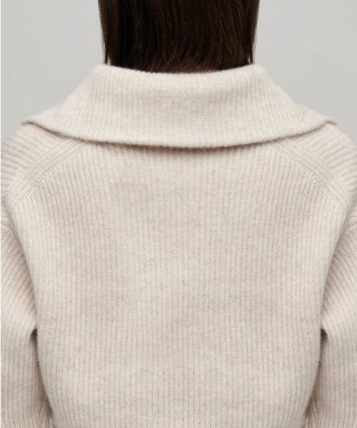 MUSINSA STANDARD WOMAN（ムシンサスタンダードウーマン）の「ウィメンズラムウールリブニットハーフジップ[オートミール]（ニット/セーター・レディース・その他・SMALL/MEDIUM/LARGE/X-SMALL）」の4枚目の写真