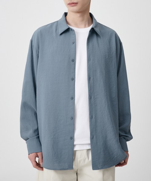 MUSINSA STANDARD（ムシンサスタンダード）の「リラックスドリネンライクシャツ[ブルーグレー]（シャツ/ブラウス・メンズ・その他・SMALL/MEDIUM/LARGE/X-LARGE/XX-LARGE）」の2枚目の写真