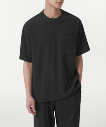 クランクルオーバーサイズウーブンTシャツ[ダークグレー]