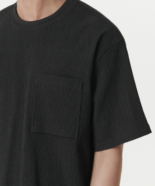 MUSINSA STANDARD（ムシンサスタンダード）の「クランクルオーバーサイズウーブンTシャツ[ダークグレー]（Tシャツ/カットソー・メンズ・その他・LARGE/X-LARGE/XX-LARGE/MEDIUM）」の5枚目の写真