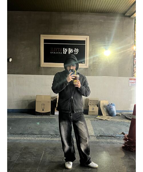 TRILLION(トリリオン)の「フロントウォッシュワイドデニムパンツ(NORMAL BLACK)(デニムパンツ・レディース・その他・MEDIUM/LARGE/X-LARGE/SMALL)」の11枚目の写真