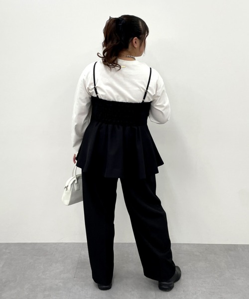 CHIC STYLE(シックスタイル)の「【セットアップ対応】キャミソールビスチェ<大きいサイズ有>シックスタイル(キャミソール・レディース・モカ/ブラック・M/L/LL/3L/4L/5L)」の4枚目の写真