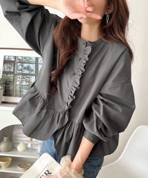 ARMANI COLLEZIONI グレー フリル 半袖 42 メニーフリルブラウス｜PETAL ONLINE（ペタルオンライン）