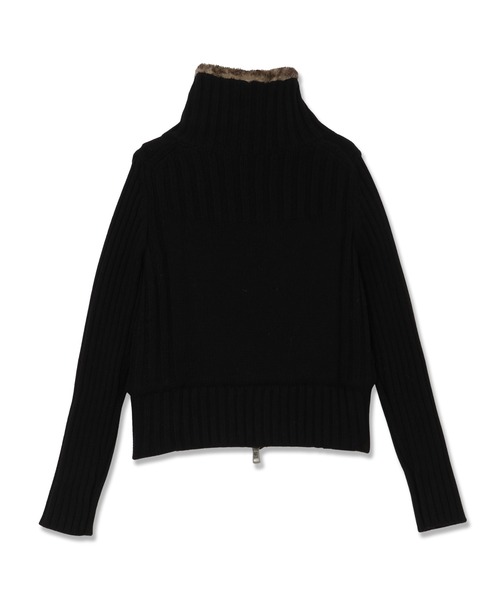 GUESS JEANS（ゲスジーンズ）の「GUESS JEANS Long Sleeves Zipped Fur Cardi カーディガン（カーディガン/ボレロ・レディース・ブラック・MEDIUM/SMALL/X-SMALL）」の2枚目の写真