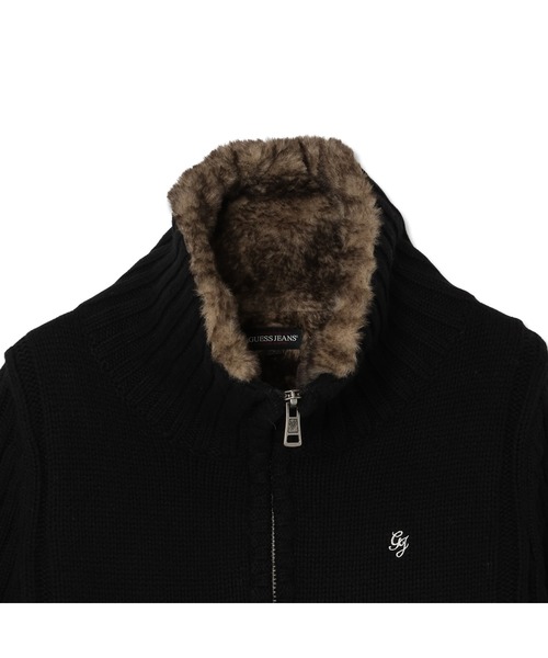 GUESS JEANS（ゲスジーンズ）の「GUESS JEANS Long Sleeves Zipped Fur Cardi カーディガン（カーディガン/ボレロ・レディース・ブラック・MEDIUM/SMALL/X-SMALL）」の3枚目の写真