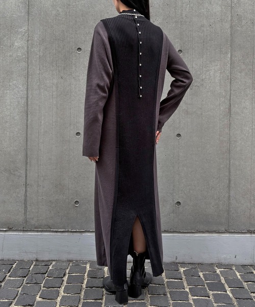 &g'aime(アンジェム)の「【&g'aime 】バイカラーニットワンピース Bicolor Knit Dress(ワンピース・レディース・グレイッシュベージュ/チャコール/ブラウン・FREE)」の9枚目の写真