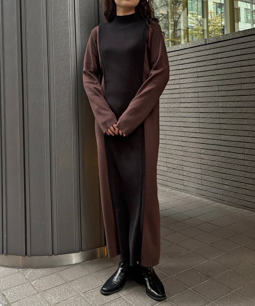 &g'aime(アンジェム)の「【&g'aime 】バイカラーニットワンピース Bicolor Knit Dress(ワンピース・レディース・グレイッシュベージュ/チャコール/ブラウン・FREE)」の15枚目の写真