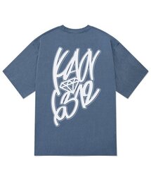 KTPN0088 グラフィティピグメント半袖Tシャツ - ブルー