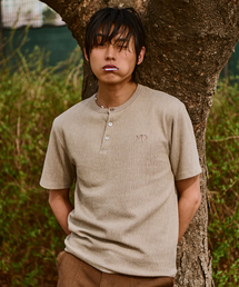 Giovane Slant Henley Neck-Beige