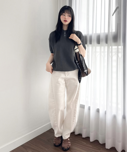 KNITTED(ニッティド)の「クールエバー ヘンリーネック 半袖ニット チャコール(ニット/セーター・レディース・その他・LARGE/X-LARGE/MEDIUM)」の9枚目の写真