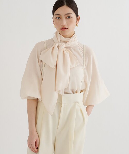 Whim Gazette(ウィムガゼット)の「シフォンボウタイブラウス(シャツ/ブラウス・レディース・ブラック/ホワイト系その他・FREE)」の4枚目の写真