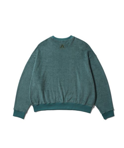 ANGLAN（アングラン）の「Terry Embroidered Pullover - Blue Green（スウェット・メンズ・その他・FREE）」の2枚目の写真