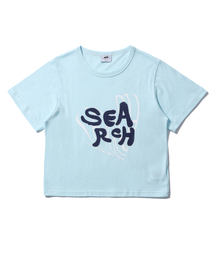 ハートレタリングクロップTシャツブルー