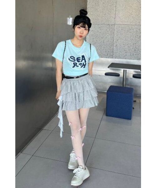 SEARCH410(サーチ410)の「ハートレタリングクロップTシャツブルー(Tシャツ/カットソー・レディース・その他・FREE)」の4枚目の写真