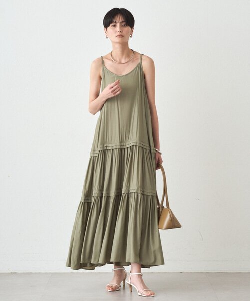 サテンティアードキャミワンピース（ワンピース）｜LOUNGEDRESS