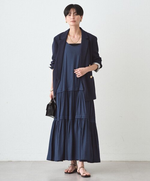 LOUNGEDRESS 名品ワンピ 手洗い可能 サテンティアードキャミワンピース 名品ワンピ/手洗い可能】サテンティアードキャミワンピース