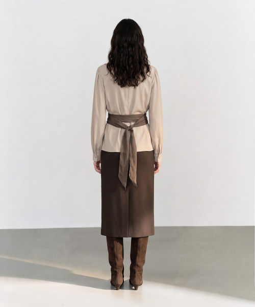 MAYVERU（メイバーユー）の「Novelle Stitch Skirt _ Brown（スカート・レディース・ブラウン・SMALL/MEDIUM）」の6枚目の写真